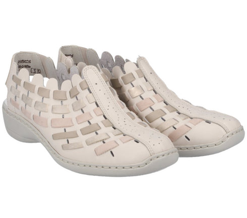 Pantofi casual, dama, RIEKER, ANTISTRESS, 413V8-60 crem, piele naturala